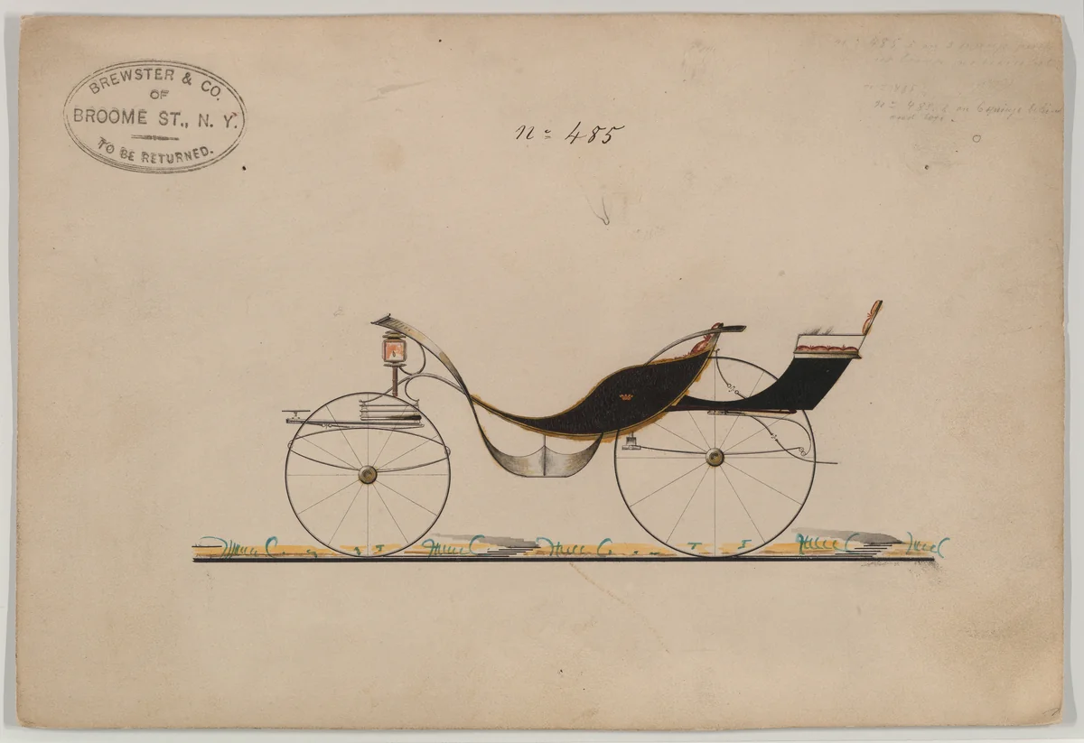 Victoria/Phaeton #485 by Brewster & Co., drawing, 1855-1865