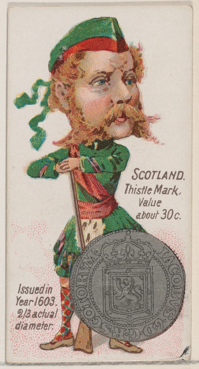 Scotland, Thistle Mark, from the series Coins of All Nations (N72, variation 1) for Duke brand cigarettes by W. Duke, Sons & Co., print, 1889