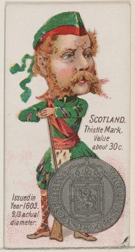 Scotland, Thistle Mark, from the series Coins of All Nations (N72, variation 1) for Duke brand cigarettes by W. Duke, Sons & Co., print, 1889