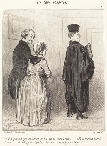 Dire... que nous avons un fils qui est... avocat... by Honoré Daumier, print, 1846