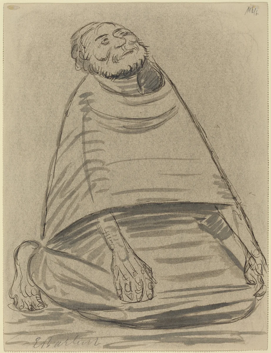 Man Kneeling by Ernst Barlach, drawing, 1916