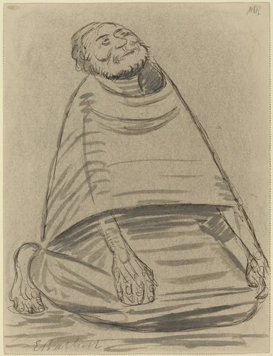 Man Kneeling by Ernst Barlach, drawing, 1916