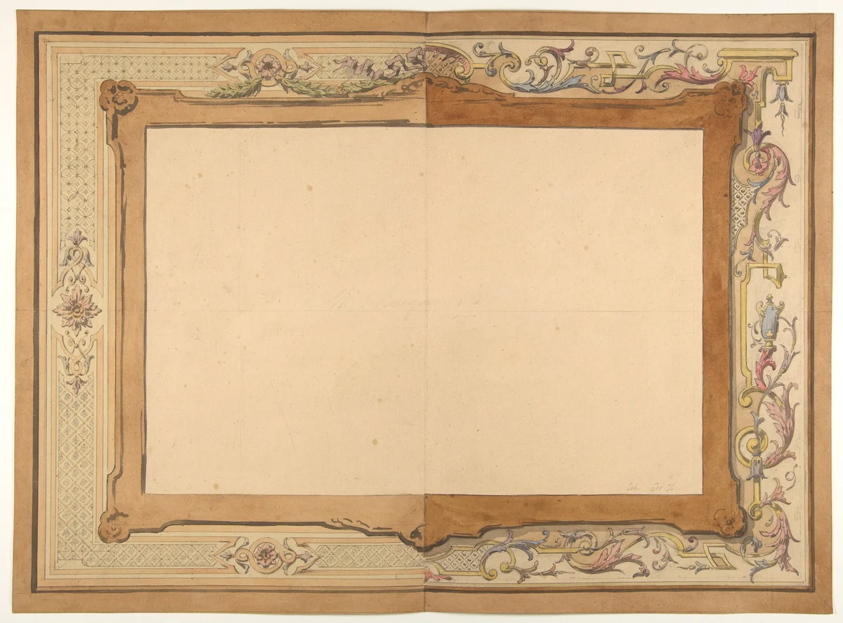 Design for a ceiling by Jules-Edmond-Charles Lachaise, drawing, 1850-1900