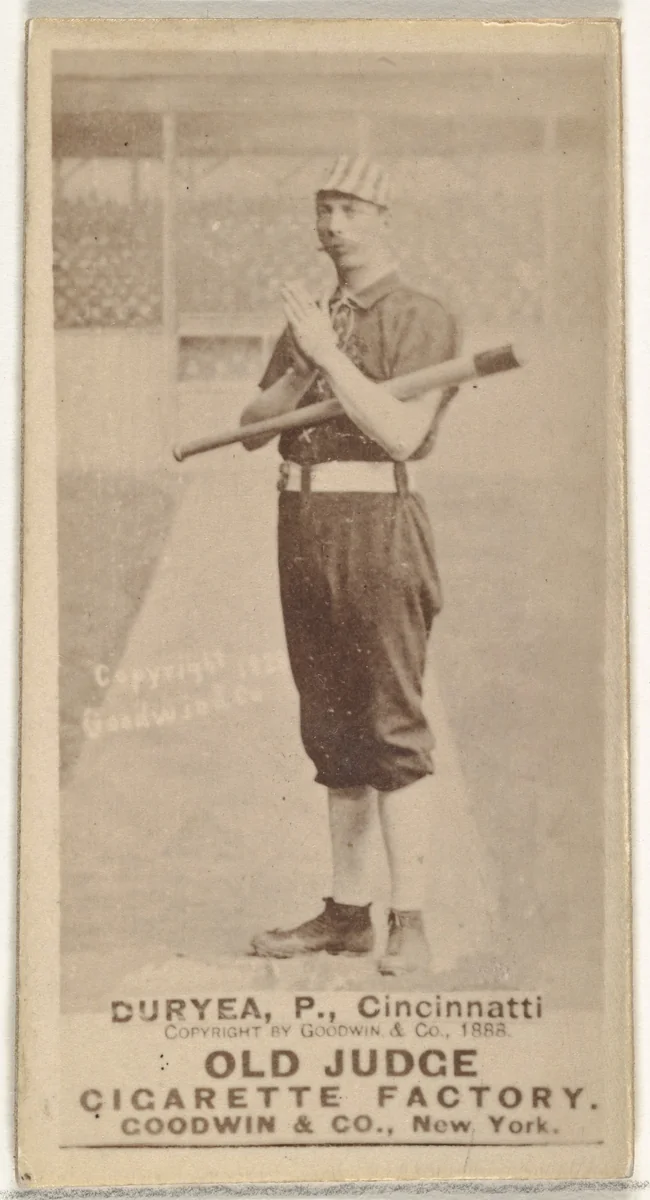 James Newton "Jesse" Duryea, Pitcher, Cincinnati, from the Old Judge series (N172) for Old Judge Cigarettes by Goodwin & Company, photograph, 1888-1889