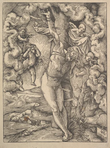 St. Sebastian Bound to a Tree by Hans Baldung, print, 1514
