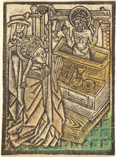 Saint Gregory by Master of the Aachen Madonna, print, 1480