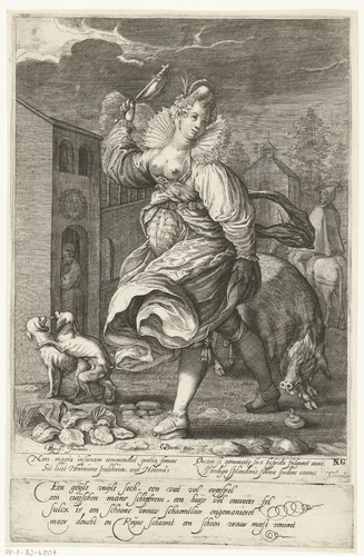 Verleidster by Gillis van Breen, print, 1585-1615