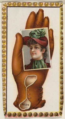 Card Number 24, cut-out from banner advertising the Opera Gloves series (G29) for Allen & Ginter Cigarettes by Allen & Ginter, print, 1885-1895
