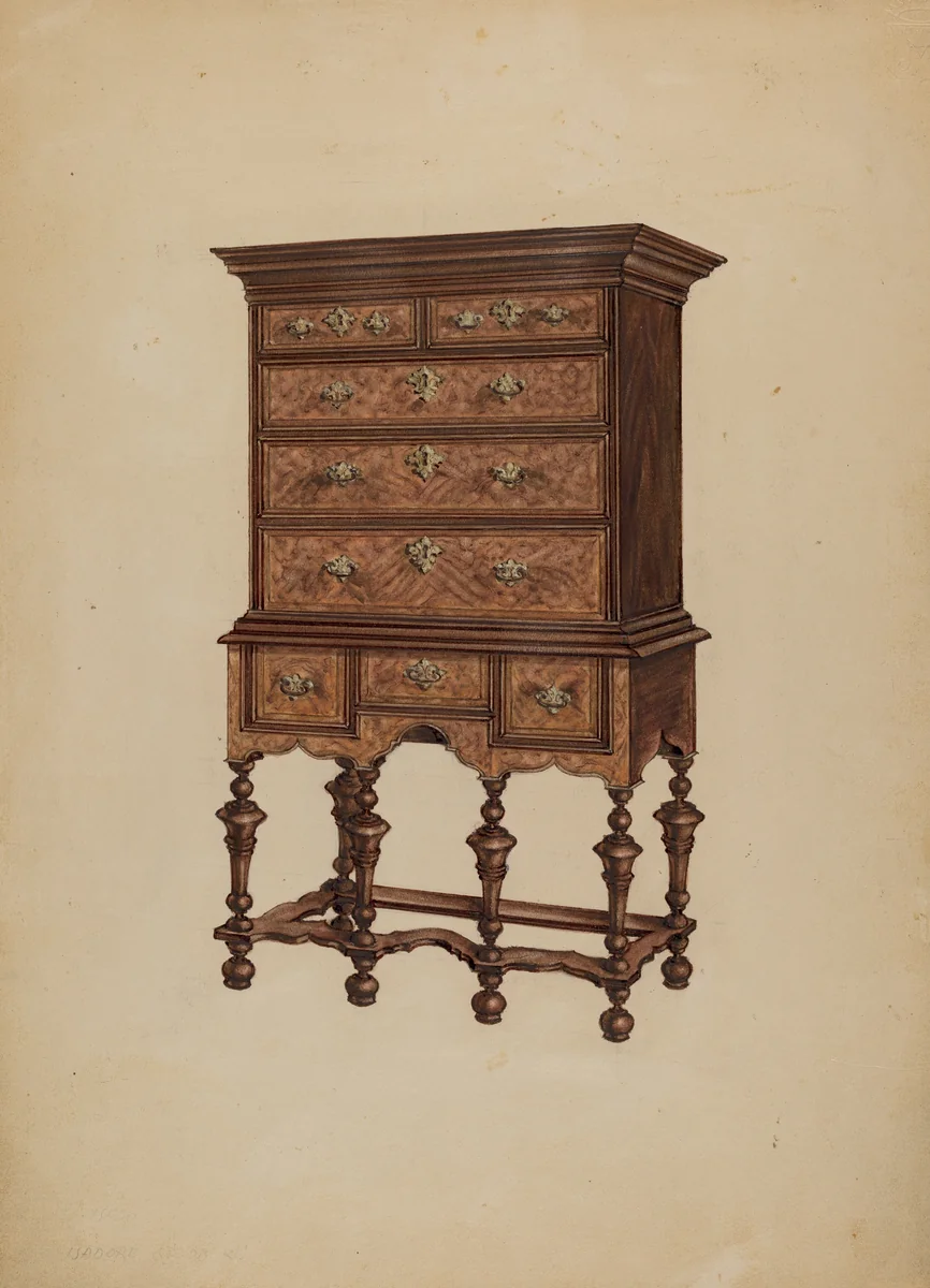 Highboy by Isadore Goldberg, index of american design, 1937