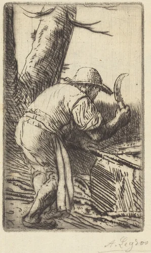 Fagot-cutter (Le coupeur de fagots) by Alphonse Legros, print, 1837-1911