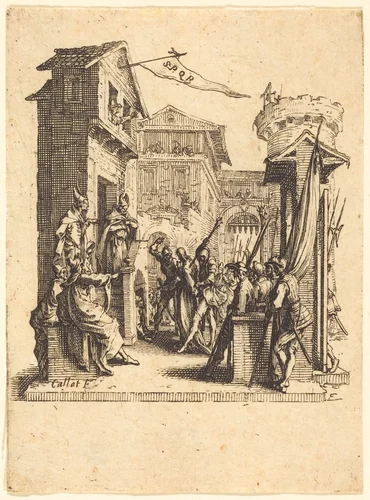 Christ before Caiaphas by Jacques Callot, print, 1624-1625
