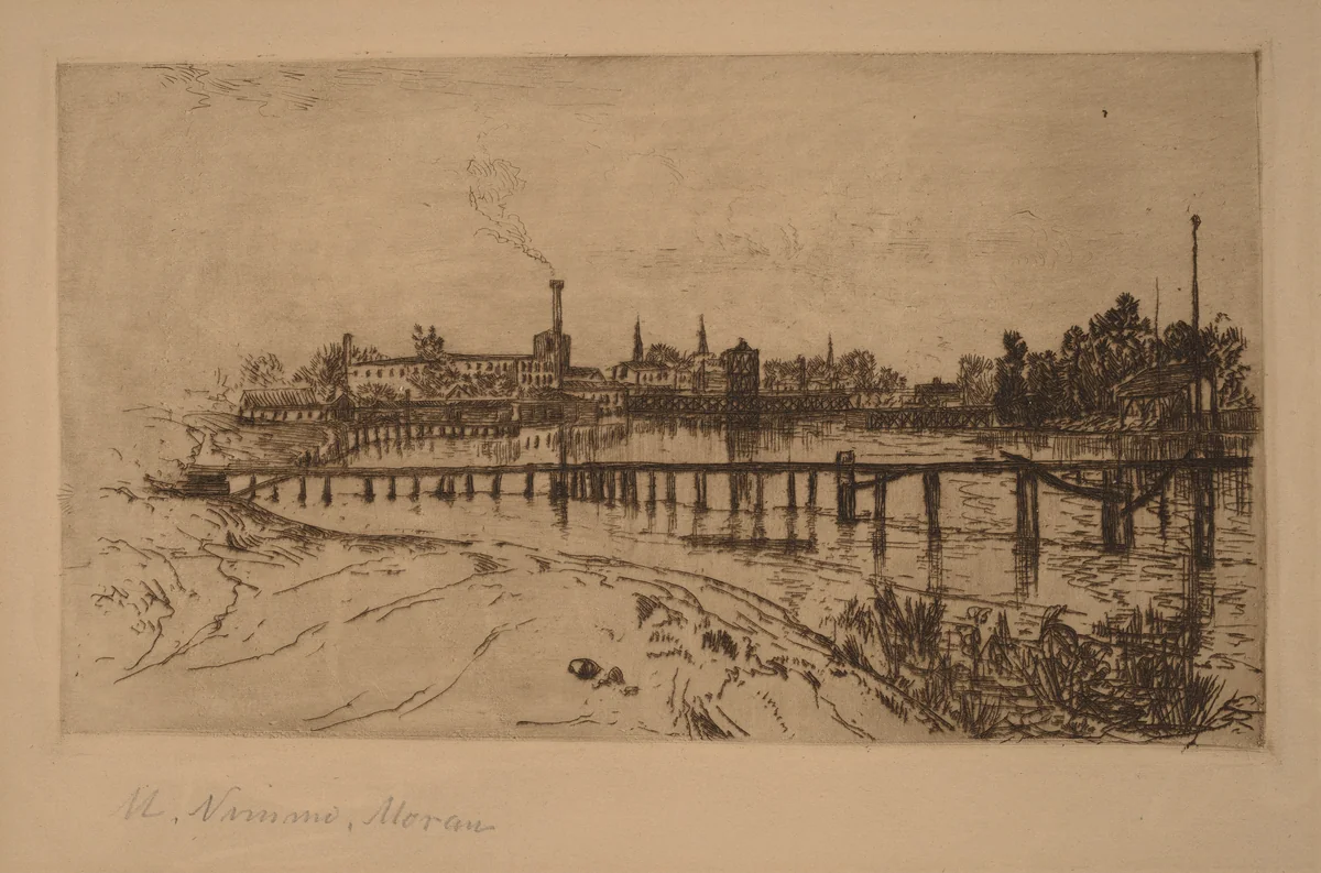Newark, N.J., from the Passaic by Mary Nimmo Moran, print, 1879