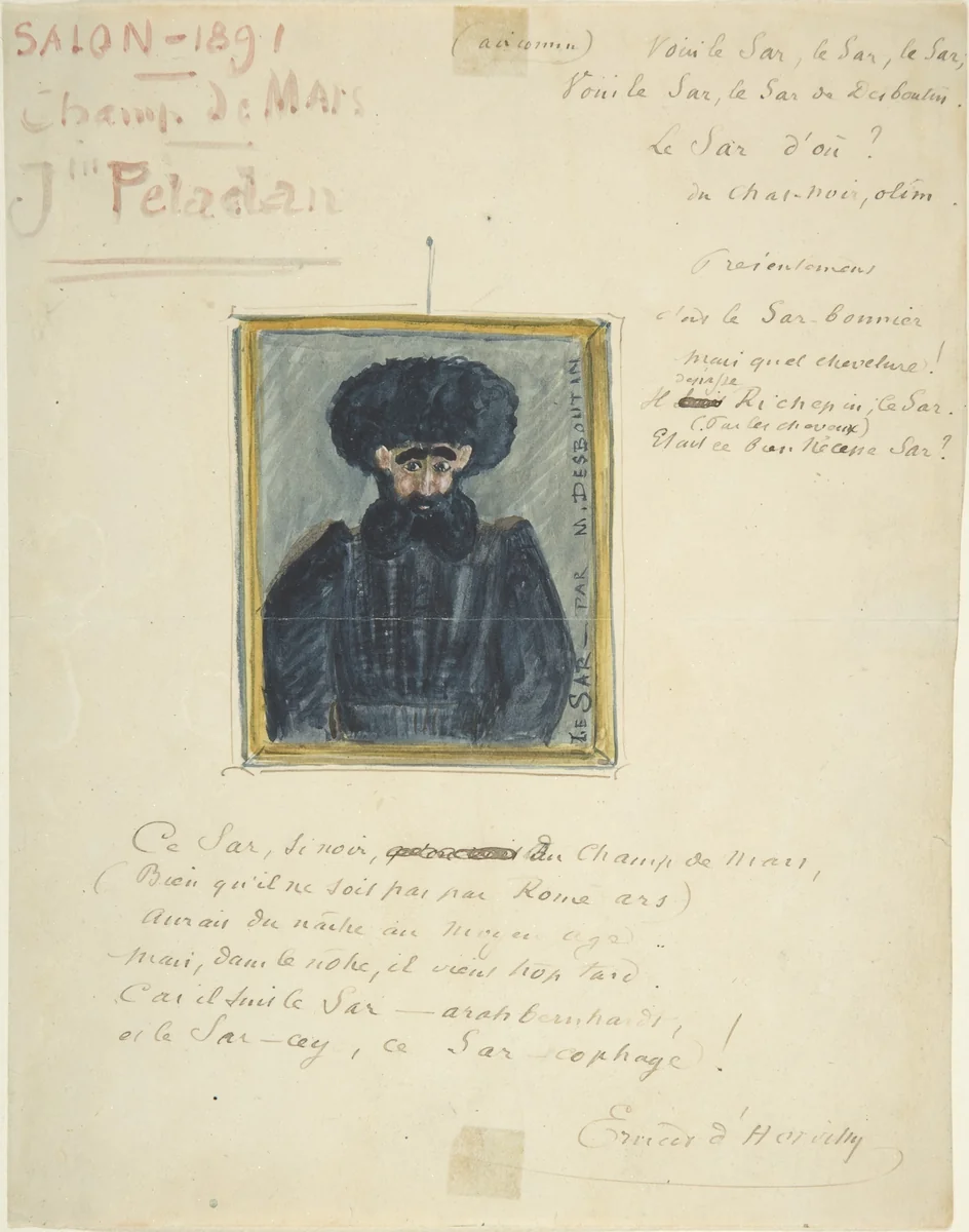 Satirical Drawing of the Sâr Joséphin Peladan by Marcellin Desboutin, drawing, 1891