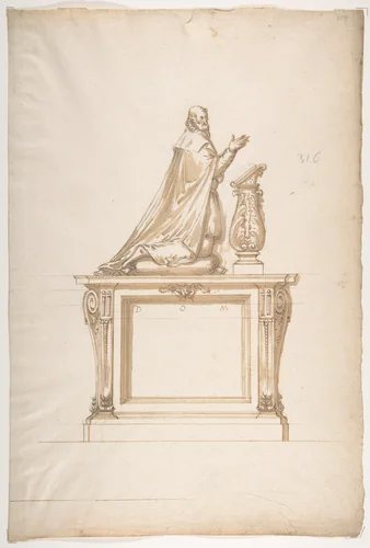 Design for a Man's Tomb by anonymous, drawing, 1500-1599