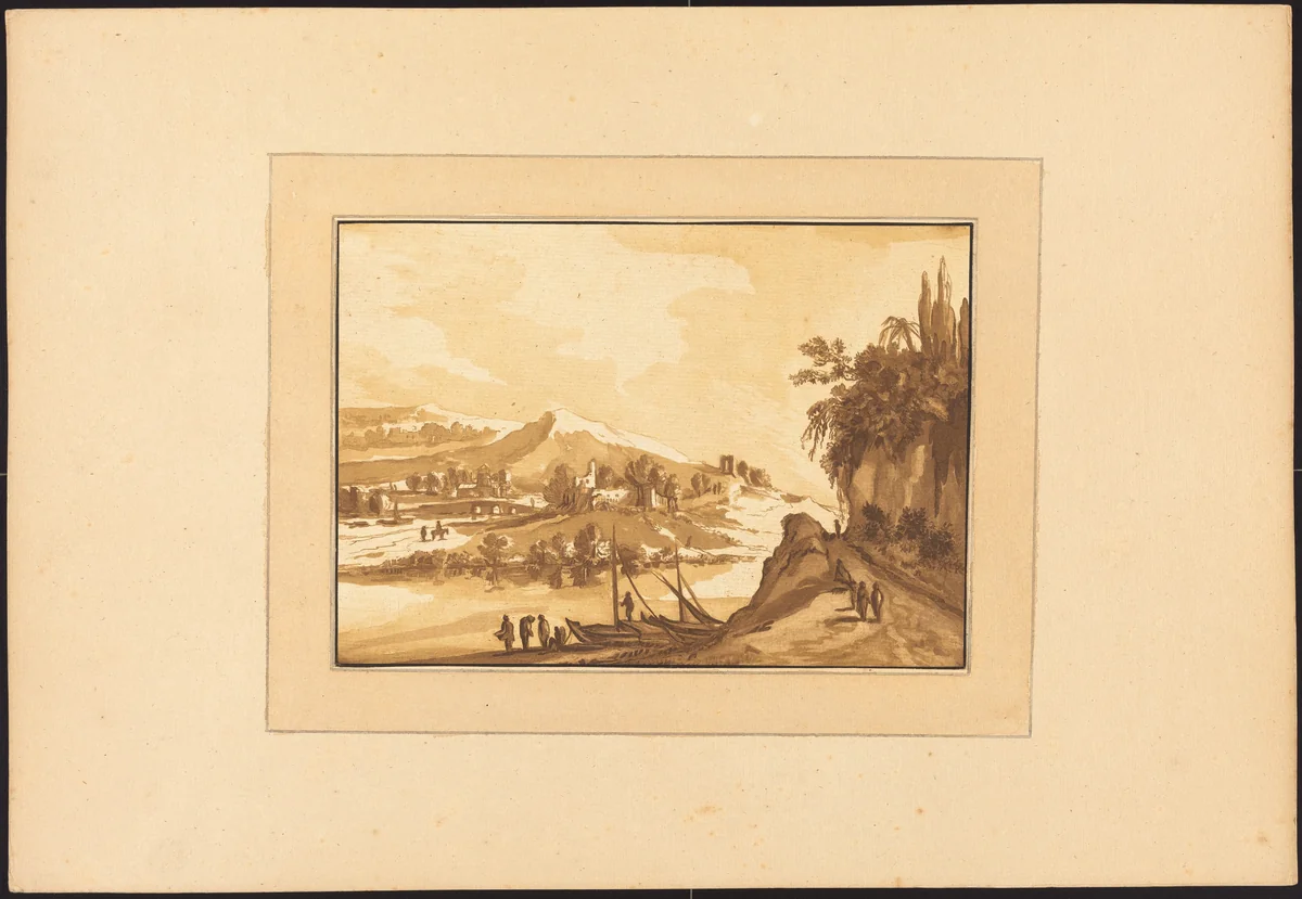 Landscape with Fishing Boats by Maria Catharina Prestel; Franz Edmund Weirotter, portfolio, 1782-1785