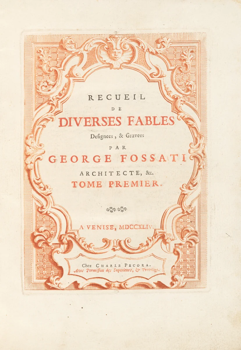 Raccolta di Varie Favole delineate ed incise in rame (Tome 1-3) by Giorgio Fossati; Jean de La Fontaine, volume, 1744