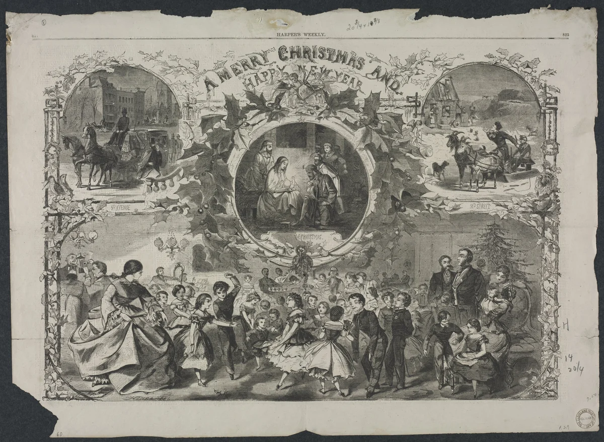 A Merry Christmas and a Happy New Year by Winslow Homer, print, 1859