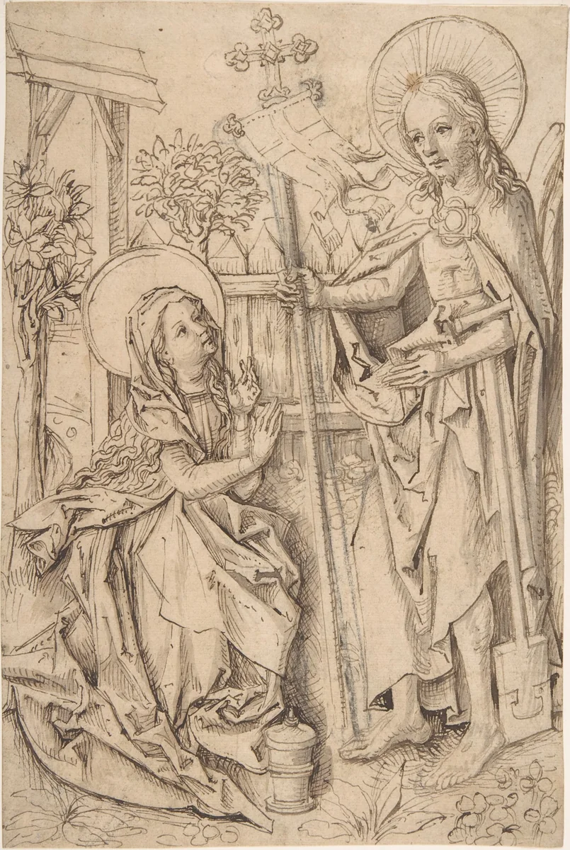 Christ Appearing to Mary Magdalen by Master of the Drapery Studies, drawing, 1485-1495