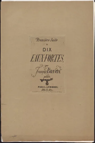 Première Suite de dix eaux-fortes by François Bonvin, portfolio, 1861-1871