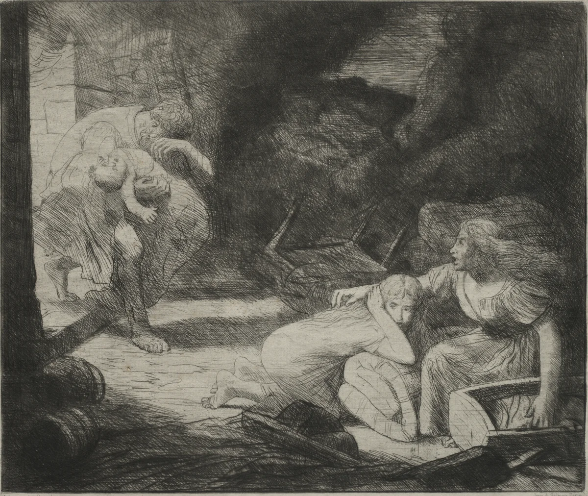 L'Incendie by Alphonse Legros, print, 1876