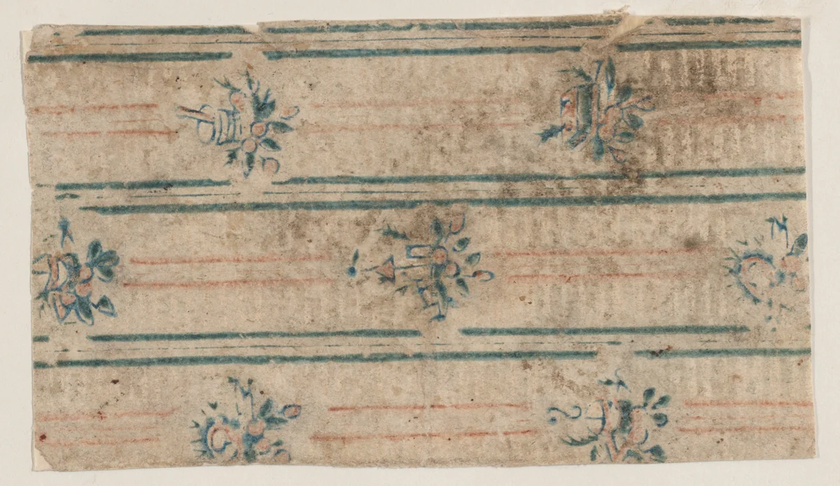 Sheet with two borders with floral and geometric patterns by anonymous, print, 1800-1900