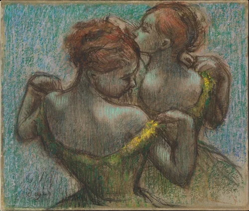 Two Dancers, Half-length by Edgar Degas, drawing, 1854-1917