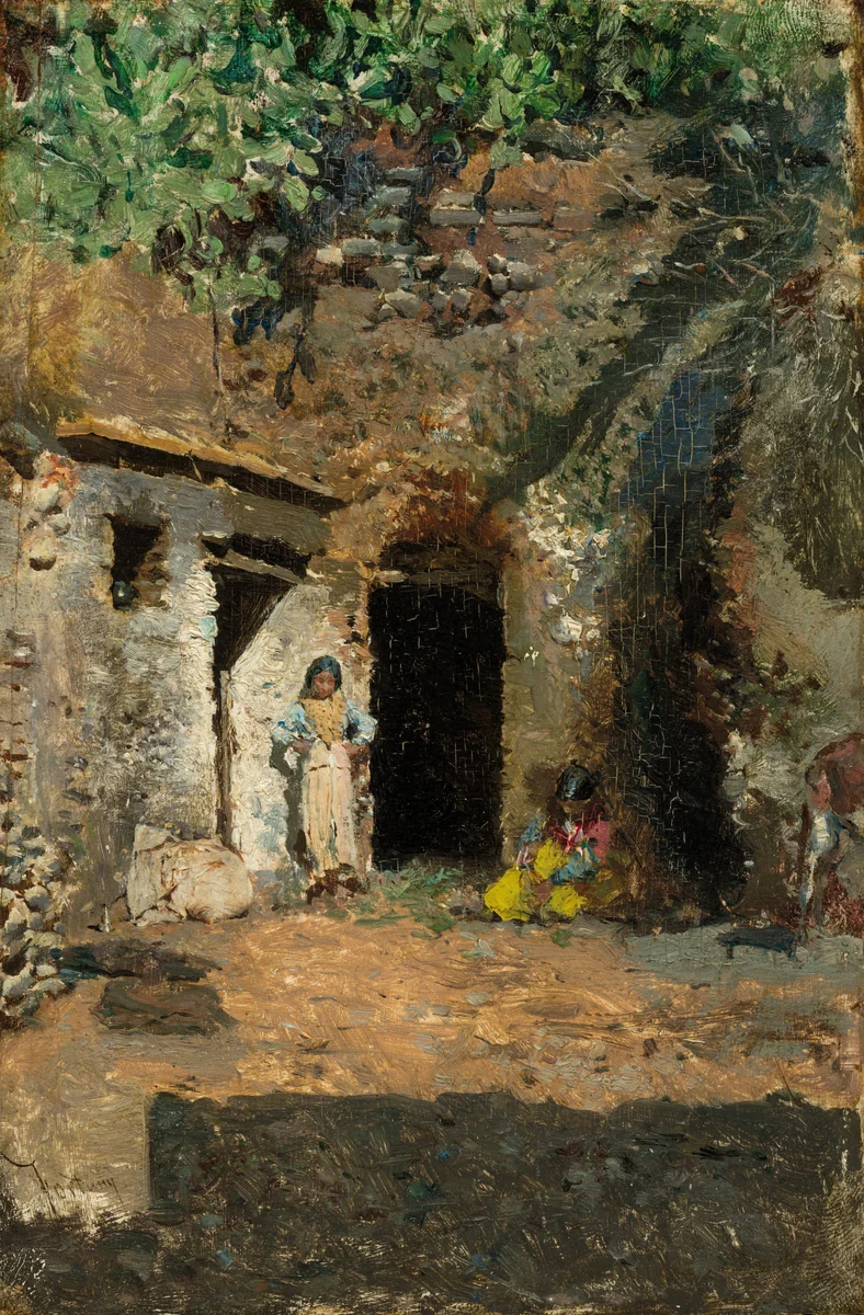 Roma Caves, Granada by Mariano Fortuny Marsal, painting, 1871