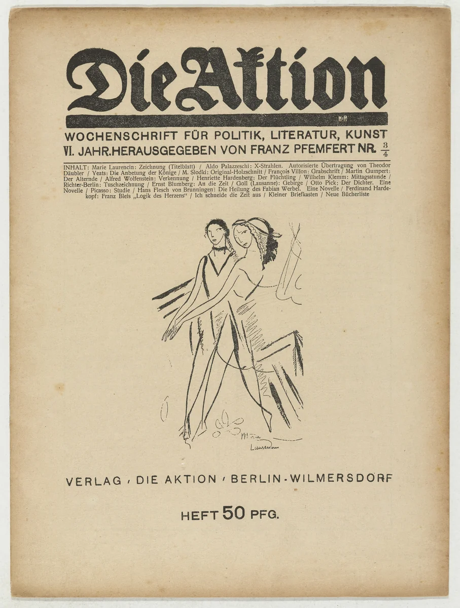Die Aktion, vol. 6, no. 3/4 by Marcel Slodki, periodical, 1916