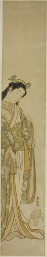 The Third Princess and Her Pet Kitten by Suzuki Harunobu (鈴木春信), print, 1762-1770