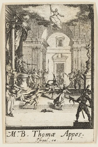 Martyrdom of Saint Thomas, plate six from The Martyrdoms of the Apostles by Jacques Callot, print, 1612-1635