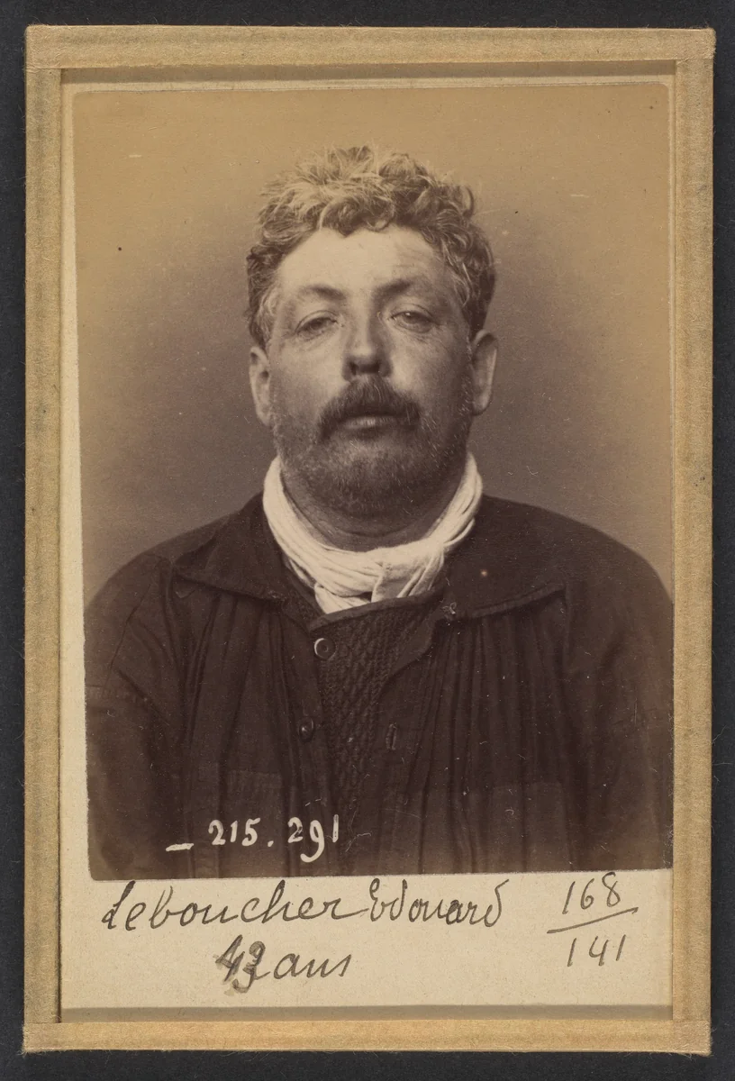 Leboucher. Edouard, Léon. 43 ans, né à Paris XIVe. Cordonnier. Anarchiste. 7/3/94. by Alphonse Bertillon, photograph, 1894