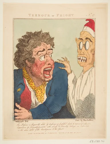 Terrour or Fright (Le Brun Travested, or Caricatures of the Passions) by Thomas Rowlandson, print, 1800