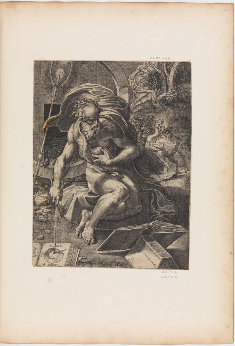 Diogenes by Giovanni Jacopo Caraglio, print, 1500-1565