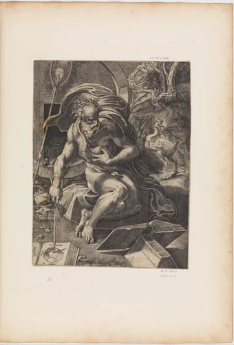 Diogenes by Giovanni Jacopo Caraglio, print, 1500-1565