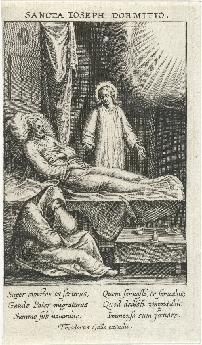 Het sterfbed van Jozef by Unknown, print, 1581-1633