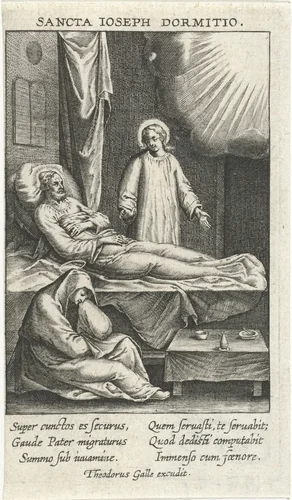 Het sterfbed van Jozef by Unknown, print, 1581-1633