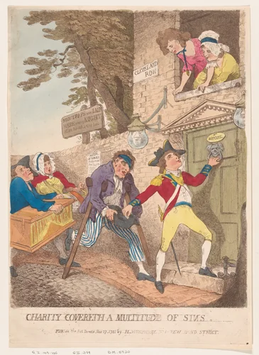 Charity Covereth a Multitude of Sins by Thomas Rowlandson, print, 1781