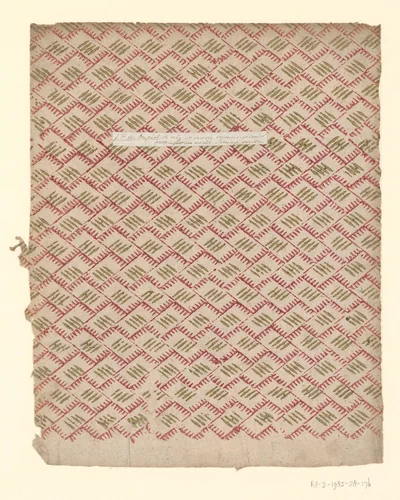 Blad met dwars op elkaar geplaatst rechthoekenpatroon met streepjes by anonymous, other, 1750-1900