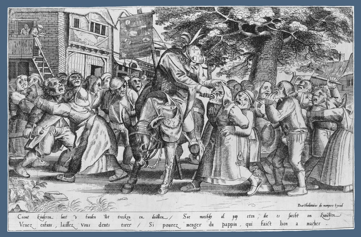 The Tooth-Puller by Peeter van der Borcht, print, 1565-1590
