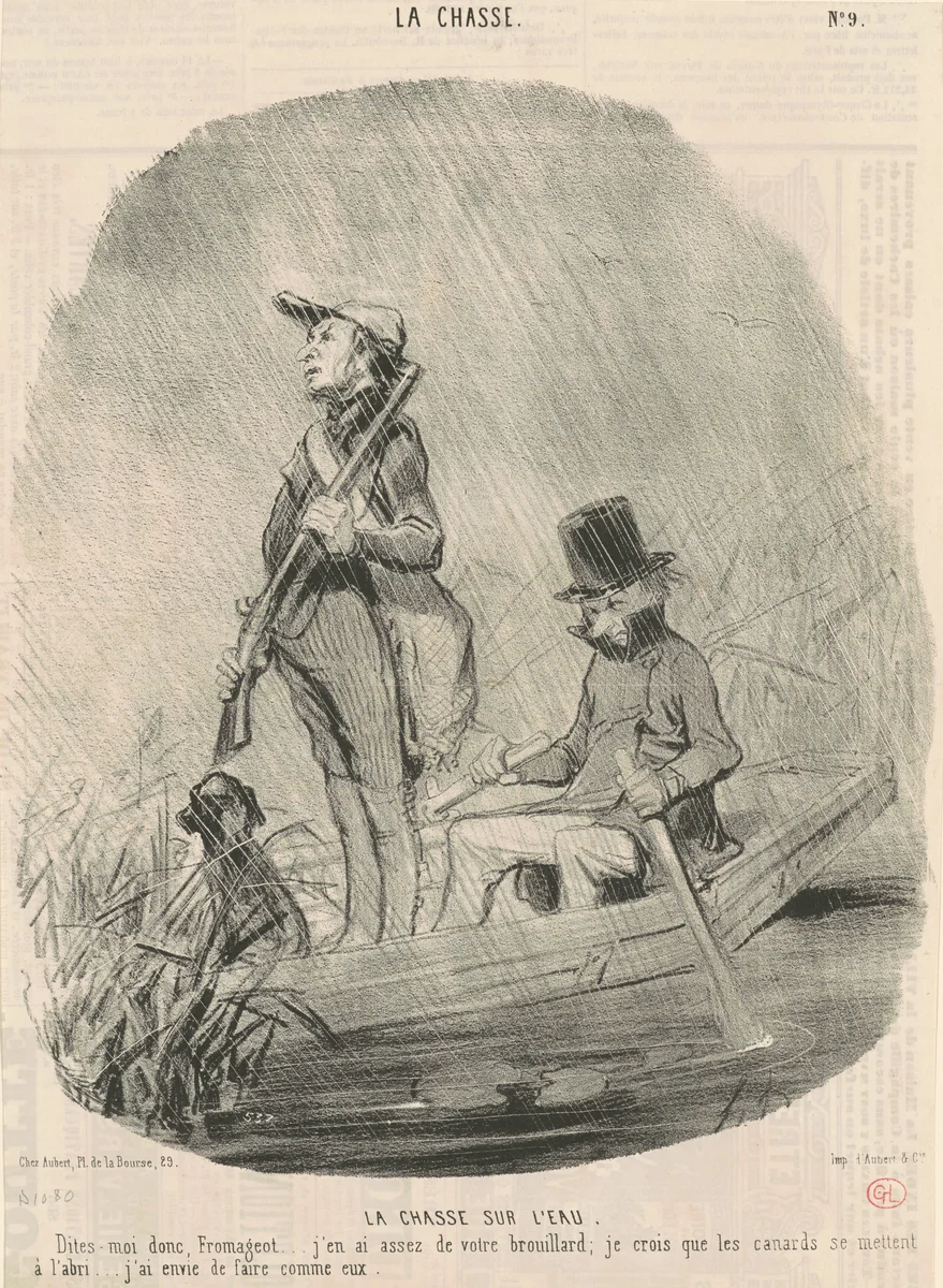 La chasse sur l'eau by Honoré Daumier, print, 1843