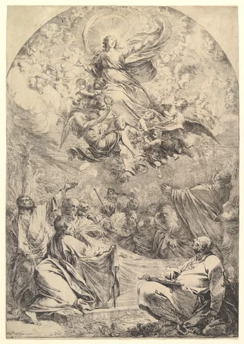 The Assumption of the Virgin by Michael Willmann, print, 1683