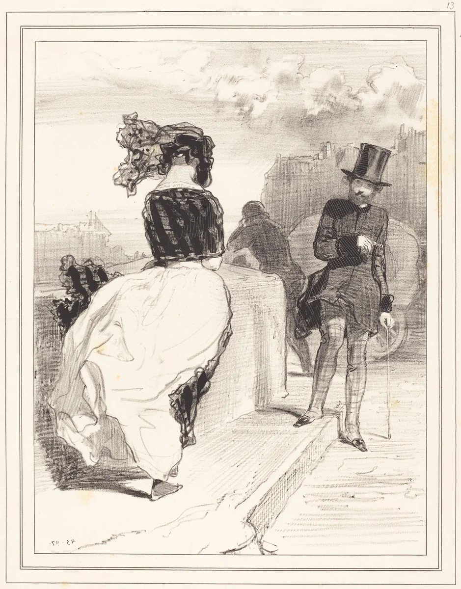 "Une de ces mines pudibones" by Paul Gavarni, print, 1843