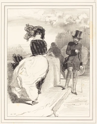 "Une de ces mines pudibones" by Paul Gavarni, print, 1843