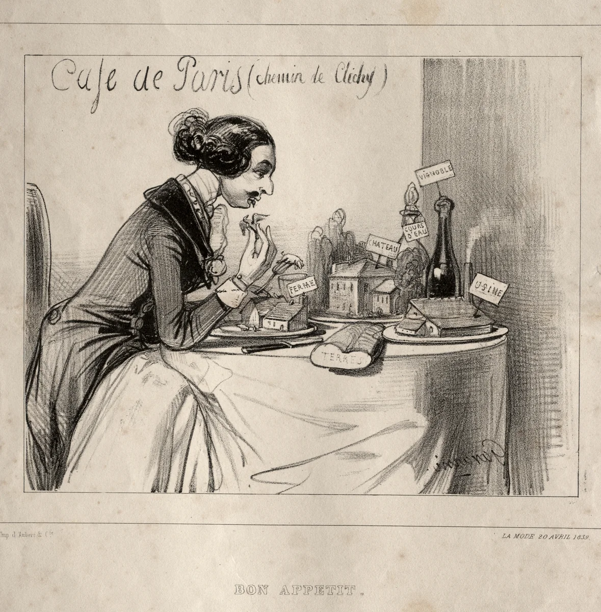 Croquis Fantastique: Bon Appetit by Paul Gavarni, print, 1839