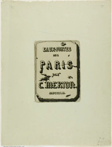 Title Page to Eaux-Fortes sur Paris by Charles Meryon, print, 1852
