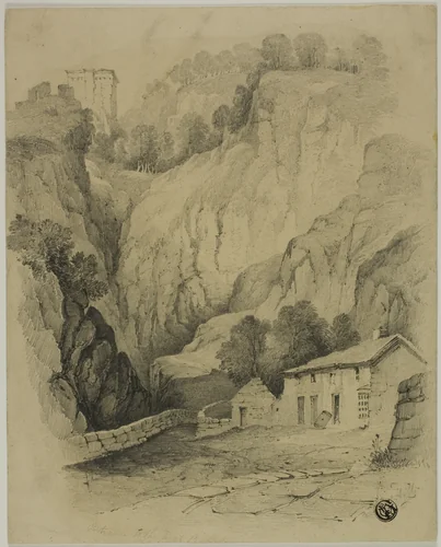 Crags and Horses in Highlands by Henry Hill, drawing, 1848-1911
