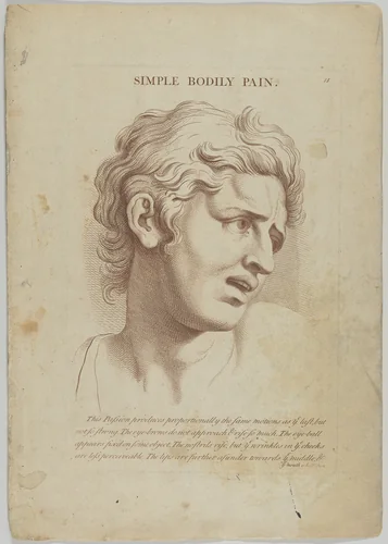 Simple Bodily Pain, plate 12 from "Heads Representing the Various Passions of the Soul; as they are Expressed in the Human Countenance: Drawn by that Great Master Monsieur Le Brun" by anonymous, print, 1765-1800