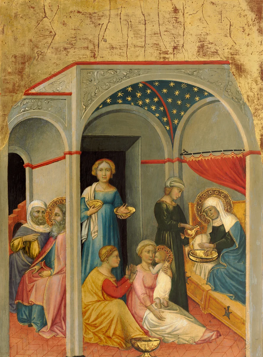 The Nativity of the Virgin by Andrea di Bartolo, painting, 1400-1405