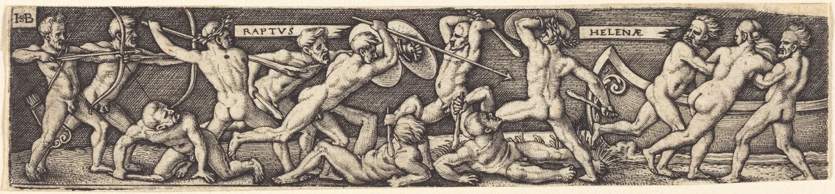 The Abduction of Helena by Sebald Beham; Barthel Beham, print, 1500-1550