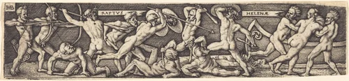 The Abduction of Helena by Sebald Beham; Barthel Beham, print, 1500-1550